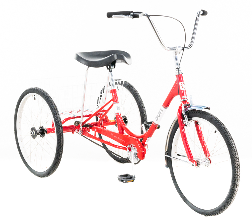 Eloy's Metallic Red Sun Adult Trike 24-inch with Basket