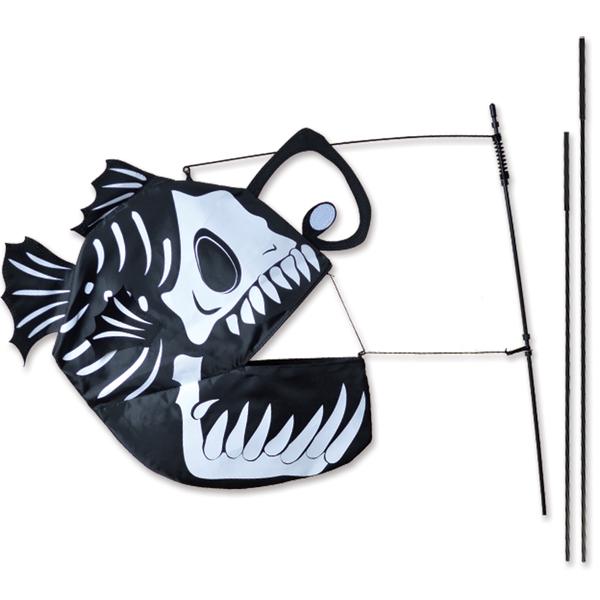 Distressed American Flag Anglerfish Skeleton Fish Fishing Angler