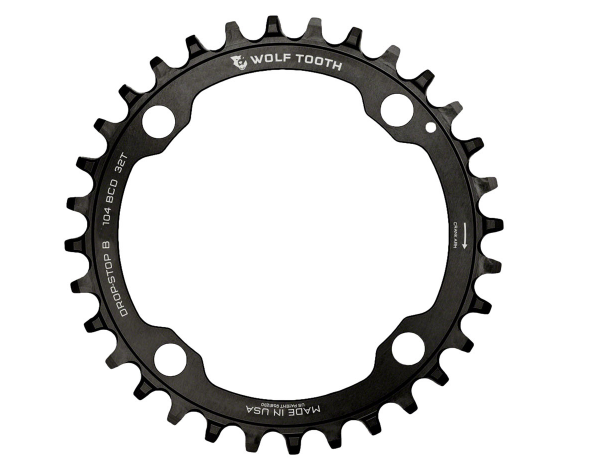 Wolf Tooth 104 BCD Chainring - 32t, 104 BCD, 4-Bolt, Drop-Stop B, Black 